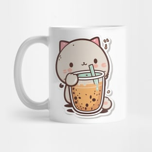 Copy of Cute Cat Drinking Bubble Tea Cartoon Boba Drawing Mug